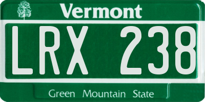 VT license plate LRX238