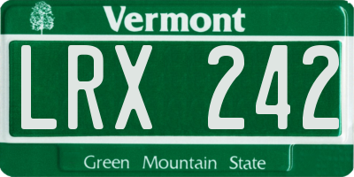 VT license plate LRX242