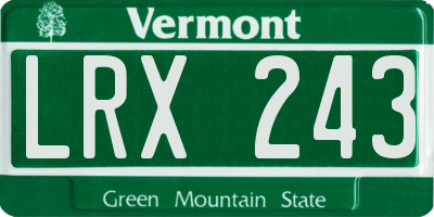 VT license plate LRX243