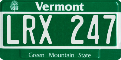 VT license plate LRX247