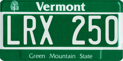 VT license plate LRX250