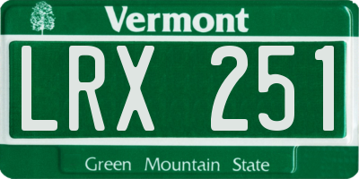 VT license plate LRX251