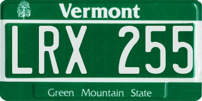 VT license plate LRX255
