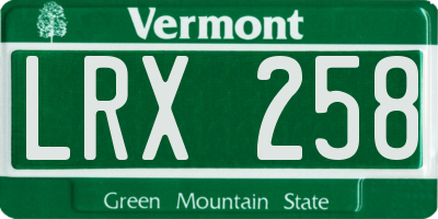 VT license plate LRX258