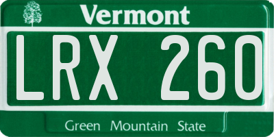 VT license plate LRX260