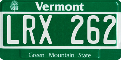 VT license plate LRX262