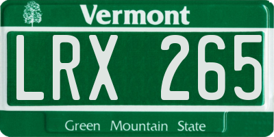 VT license plate LRX265