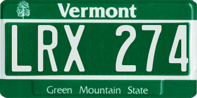 VT license plate LRX274