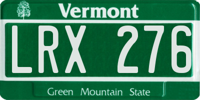 VT license plate LRX276