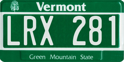 VT license plate LRX281