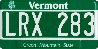 VT license plate LRX283