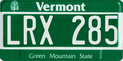 VT license plate LRX285