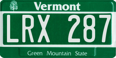 VT license plate LRX287
