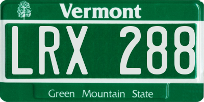 VT license plate LRX288