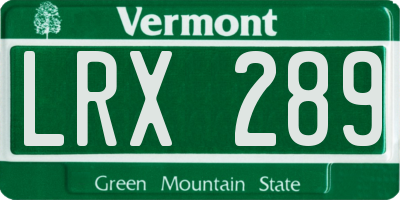 VT license plate LRX289
