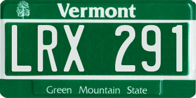 VT license plate LRX291