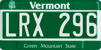 VT license plate LRX296