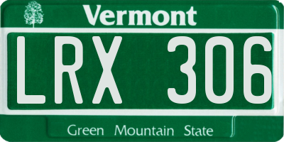 VT license plate LRX306