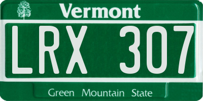 VT license plate LRX307