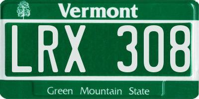 VT license plate LRX308