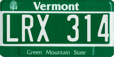 VT license plate LRX314