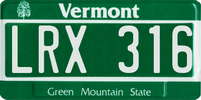 VT license plate LRX316