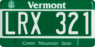 VT license plate LRX321