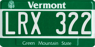 VT license plate LRX322