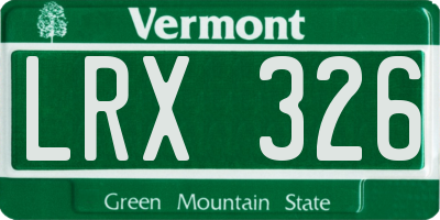 VT license plate LRX326