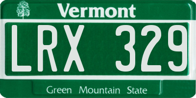 VT license plate LRX329