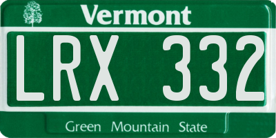 VT license plate LRX332