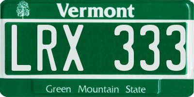 VT license plate LRX333