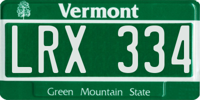 VT license plate LRX334