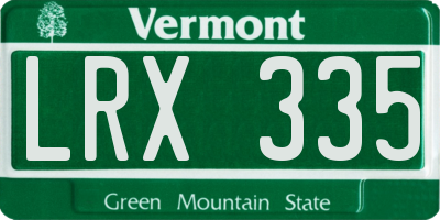 VT license plate LRX335