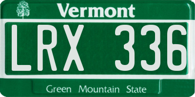 VT license plate LRX336