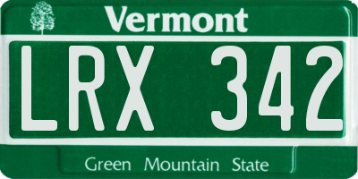 VT license plate LRX342