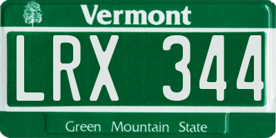 VT license plate LRX344