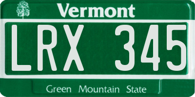 VT license plate LRX345