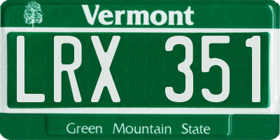 VT license plate LRX351