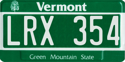 VT license plate LRX354