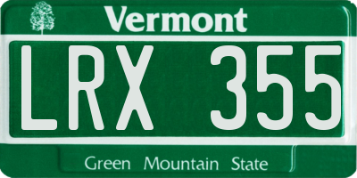 VT license plate LRX355