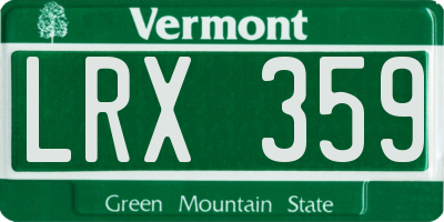 VT license plate LRX359