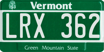 VT license plate LRX362