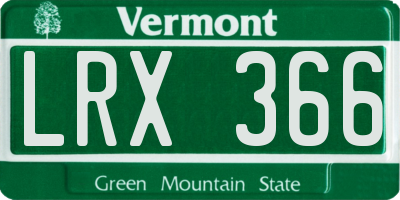 VT license plate LRX366