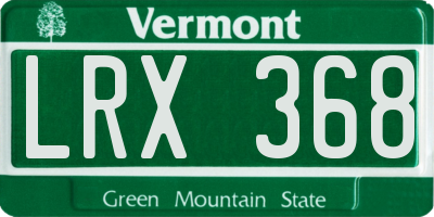 VT license plate LRX368