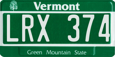 VT license plate LRX374