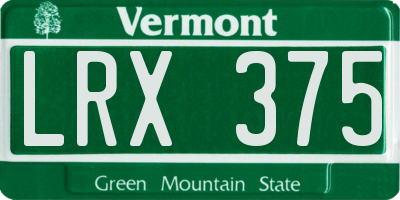 VT license plate LRX375