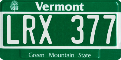 VT license plate LRX377