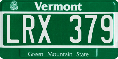 VT license plate LRX379