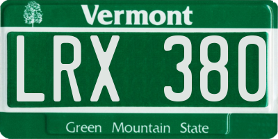 VT license plate LRX380